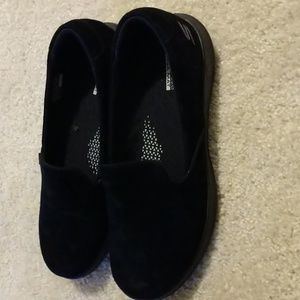 NWOT. Skechers black suede slip-on.  Size 9.